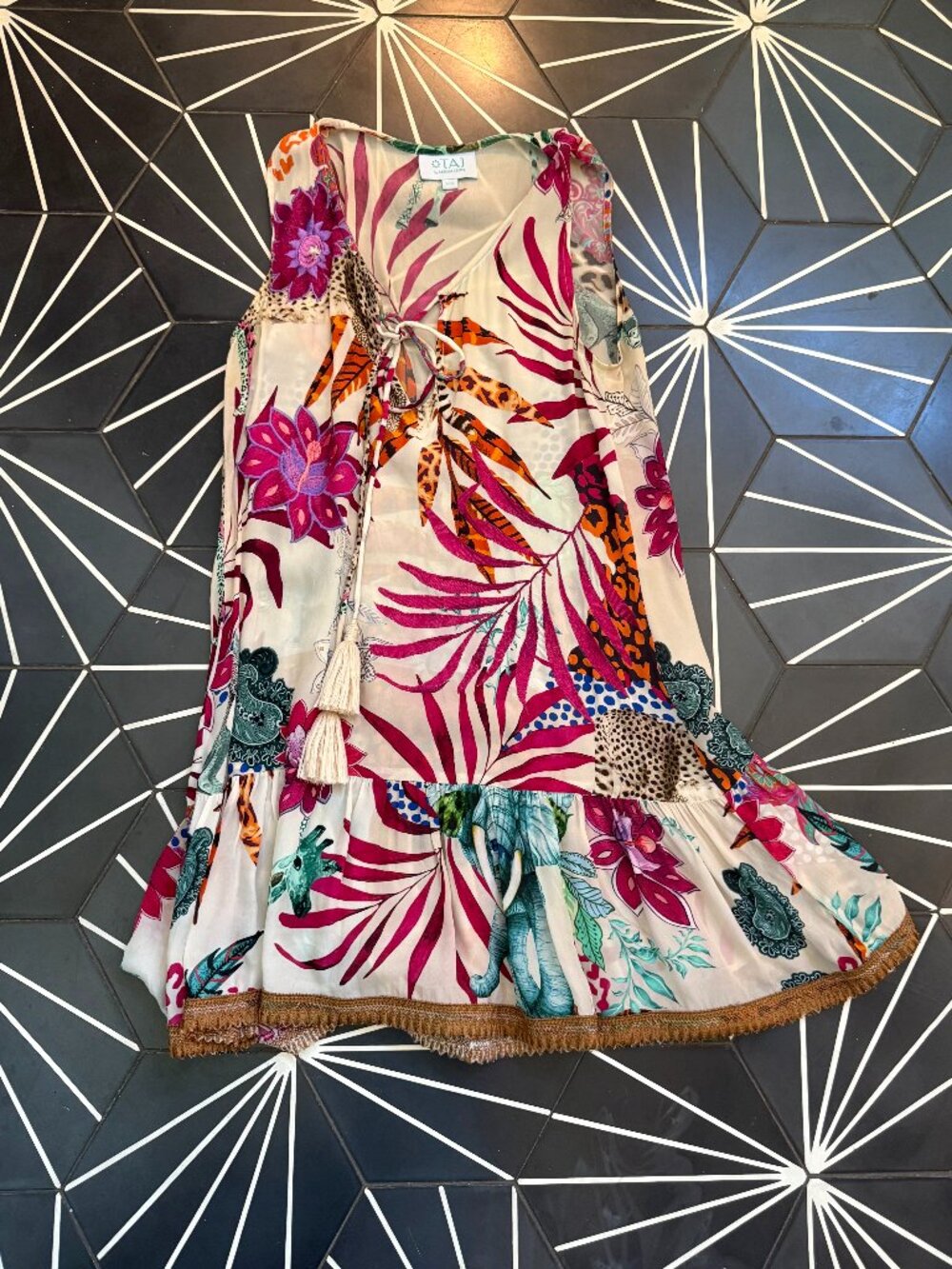 TAJ by Sabrina Krippa silk mini dress, size XS